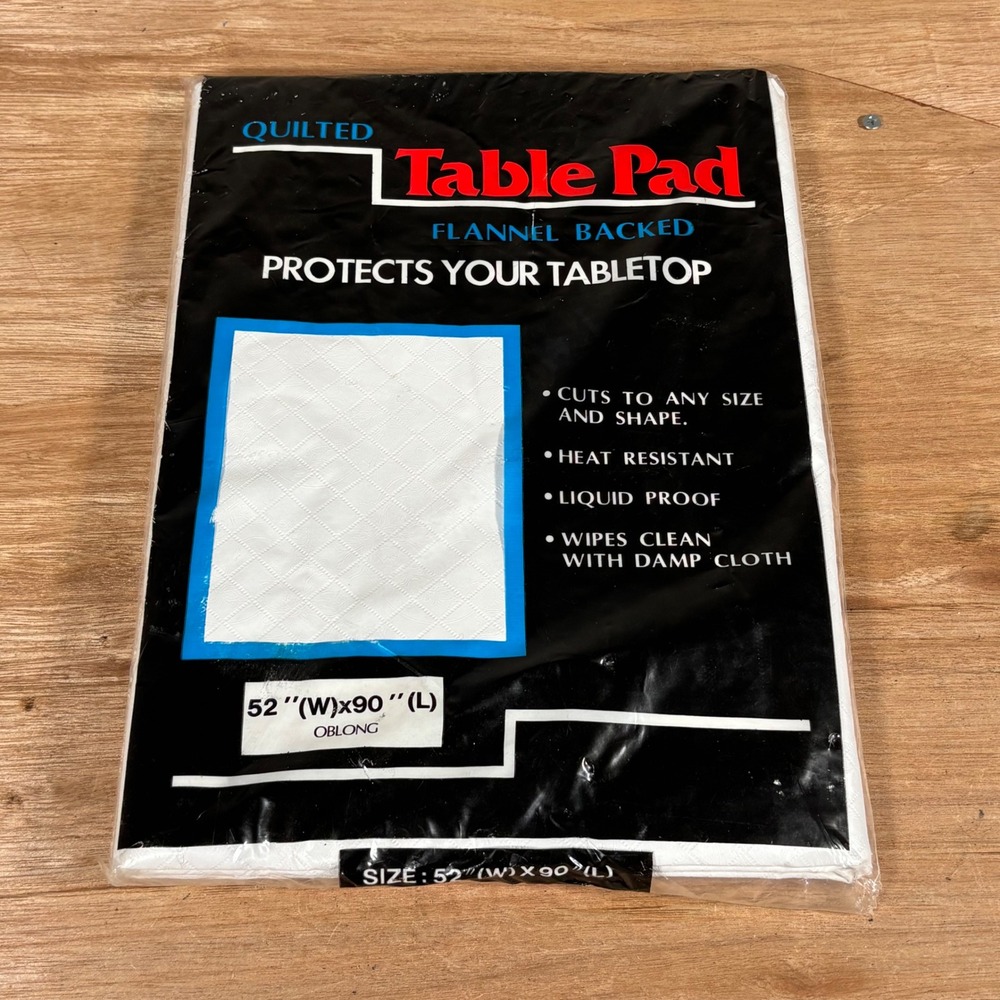 Vintage Kmart Quilted Table Pad 52x90 Oblong Flannel Backed White Heat Resistant